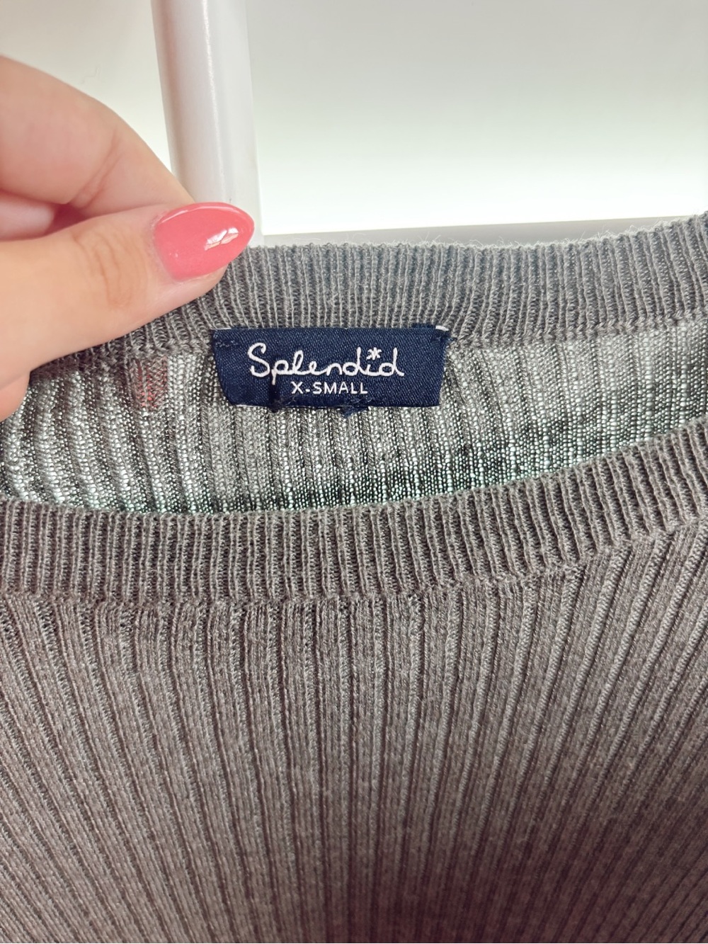 Splendid Gray Ribbed Knit Crew Sweater - Picture 3 of 3